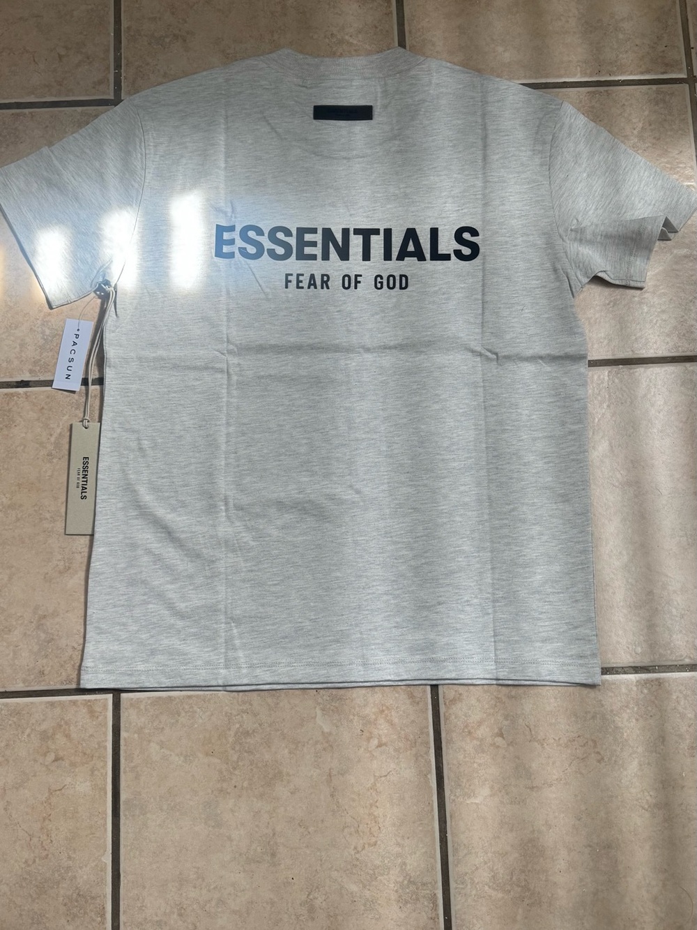 Essentials Men's Light Gray Crewneck Logo Tee - Picture 2 of 6